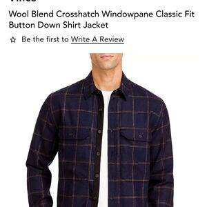 Vince Navy Wool Blend Crosshatch Shirt Jacket